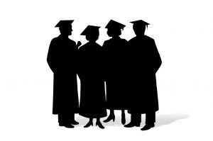 Picture of graduates in cap and gown.